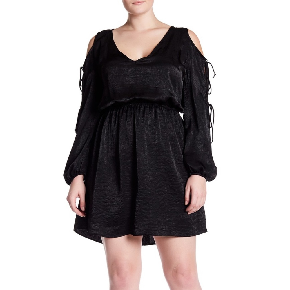 Vanity Room Washed Satin Tie Sleeve Dress